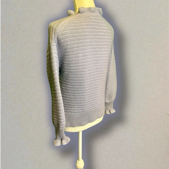 Madewell ‘Ruffle Neck Pullover Sweater’ in Cotton Merino Wool in Dusk Periwinkle - Picture 10 of 16